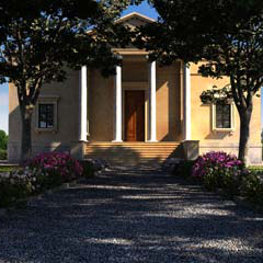 neoclassical villa with garden