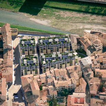 Santa Teresa: progetto di lotto urbano a Parma - prospettiva aerea dell'intervento